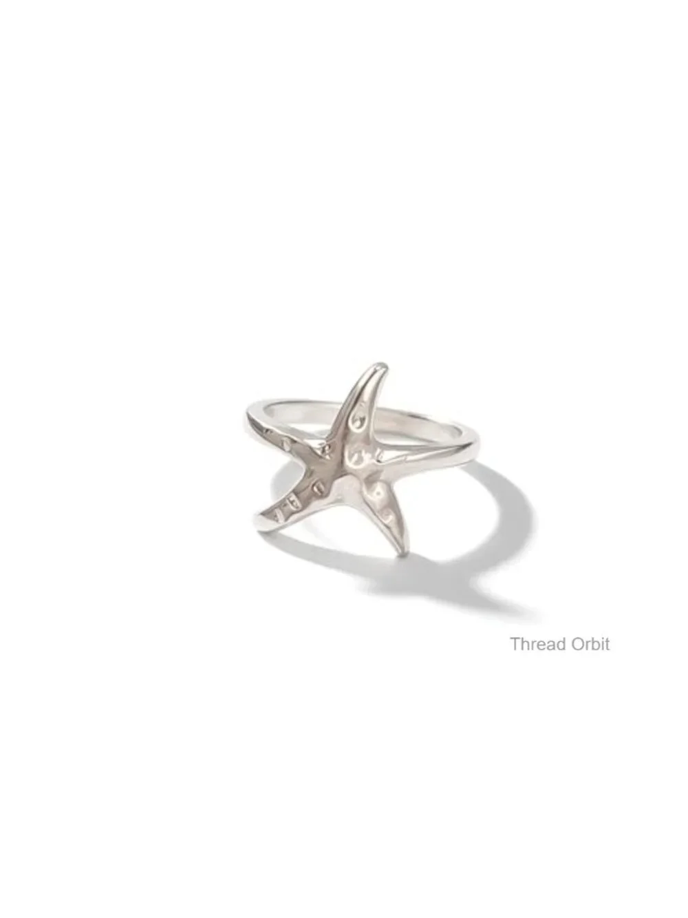 Starfish Ring Adjustable Textured Stainless Steel Statement Beach Jewelry